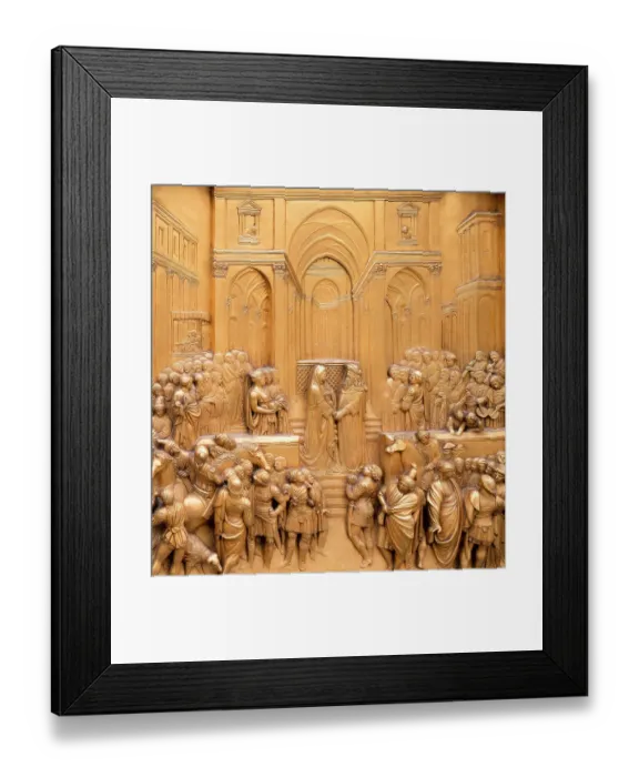 Framed Print : Duomo Santa Maria del Fiore. Golden decorations on the East Door or Gates of Paradise by Lorenzo Ghiberti. Tuscany, Italy