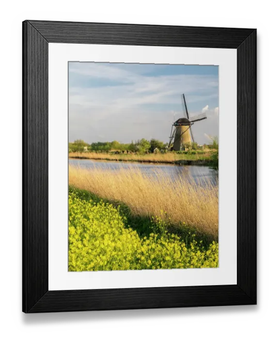 Framed Print : Netherland, Kinderdijk. Windmills along the canal Framed Print : Netherland, Kinderdijk. Windmills along the canal