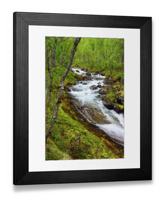 Framed Print : Norway, Nordland, Tysfjord. Storelva, the river that flows from Stetind (Norway's national mountain)