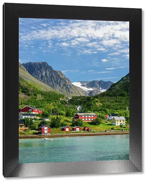Norway, Finnmark, Bergsfjord. The small community of Bergsfjord on the Norwegian coast