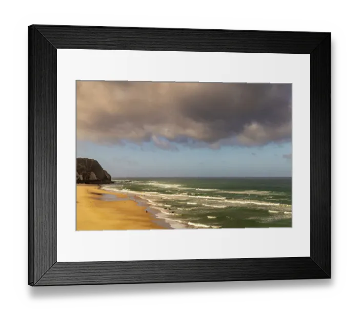 Framed Print : Surfing action at Praia Grande Beach in Colares, Portugal