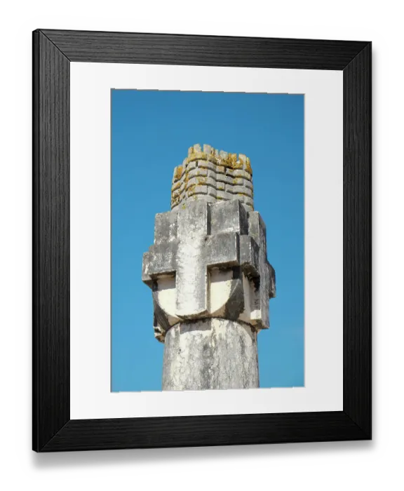 Framed Print : Obidos, Portugal. Old cross on pillar Framed Print : Obidos, Portugal. Old cross on pillar
