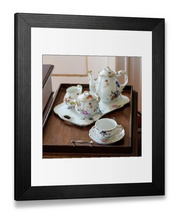 Framed Print : Sintra, Portugal. National Palace interior. Antique tea set Framed Print : Sintra, Portugal. National Palace interior. Antique tea set