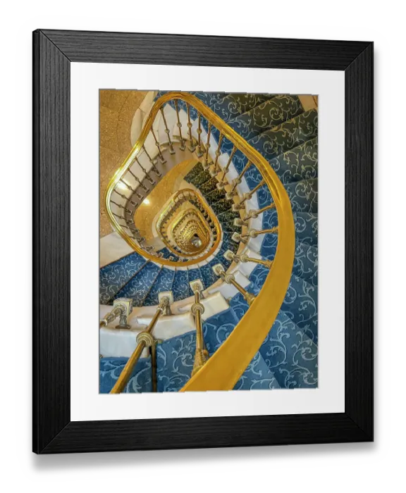 Framed Print : Spain, Barcelona. Spiral staircase in a hotel Framed Print : Spain, Barcelona. Spiral staircase in a hotel