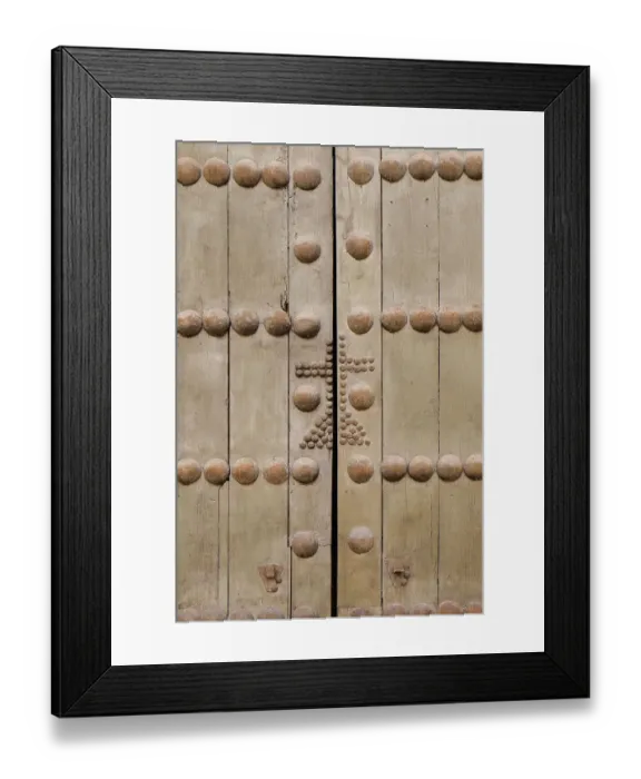 Framed Print : Cordoba, Spain. Ancient wooden door with cross Framed Print : Cordoba, Spain. Ancient wooden door with cross