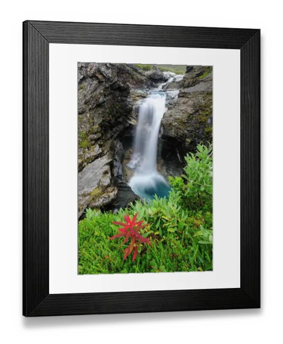 Framed Print : Sweden, Norrland, Bjorkliden. Waterfall along Rakkasjohka