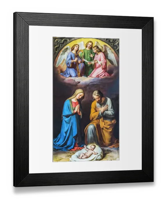 Framed Print : Colorful nativity painting St. Peter's Chapel, Lucerne, Switzerland. Oldest Church in Lucerne built in 1700's originally built 1200's Framed Print : Colorful nativity painting St. Peter's Chapel, Lucerne, Switzerland. Oldest Church in Lucerne built in 1700's originally built 1200's