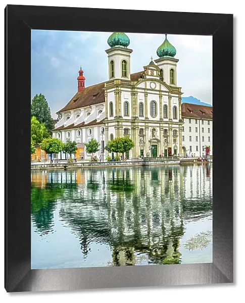 Jesuit Church Inner Harbor reflection, Lucerne, Switzerland