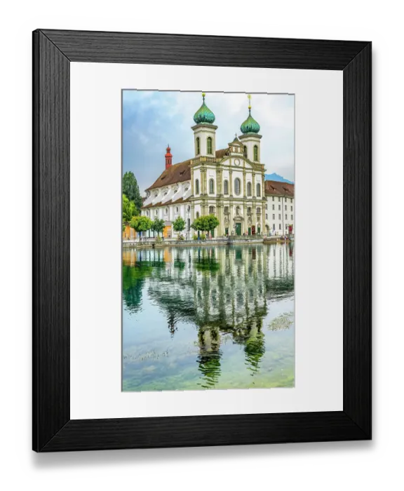 Framed Print : Jesuit Church Inner Harbor reflection, Lucerne, Switzerland