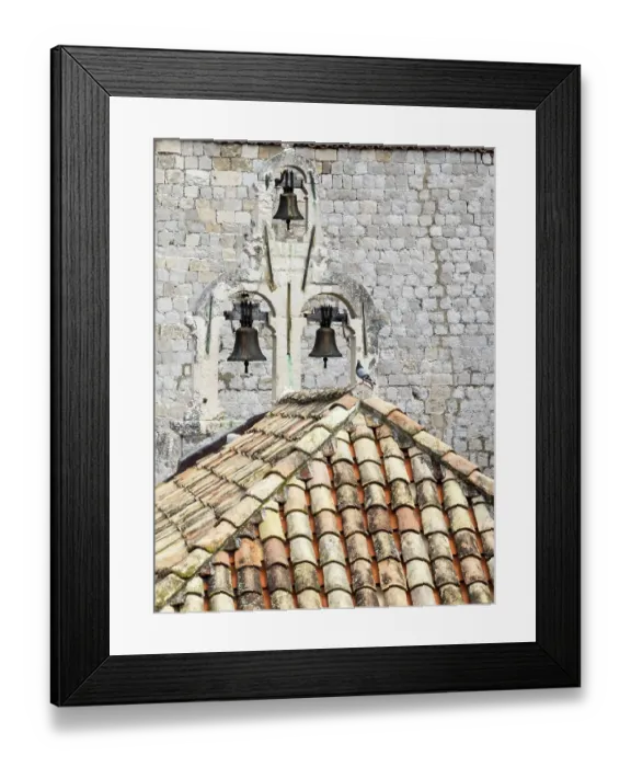 Framed Print : Croatia, Dubrovnik. Bell tower with three bells on top of the Church of Our Lady of Mt. Carmel Framed Print : Croatia, Dubrovnik. Bell tower with three bells on top of the Church of Our Lady of Mt. Carmel