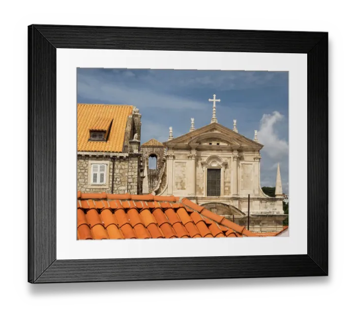 Framed Print : Croatia, Dubrovnik. Elevated view of the Dubrovnik Cathedral in old town Dubrovnik, a UNESCO World Heritage Site