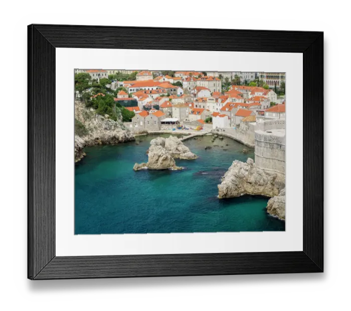 Framed Print : Croatia, Dubrovnik. The sheltered cove and northern seaward approaching on the Dalmatian Coast Framed Print : Croatia, Dubrovnik. The sheltered cove and northern seaward approaching on the Dalmatian Coast