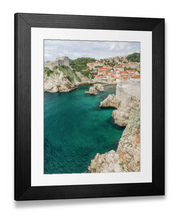 Framed Print : Croatia, Dubrovnik. Lovrijenac or St. Lawrence Fortress guarding the sheltered cove and northern seaward approach to Dubrovnik old town on the Dalmatian Coast Framed Print : Croatia, Dubrovnik. Lovrijenac or St. Lawrence Fortress guarding the sheltered cove and northern seaward approach to Dubrovnik old town on the Dalmatian Coast