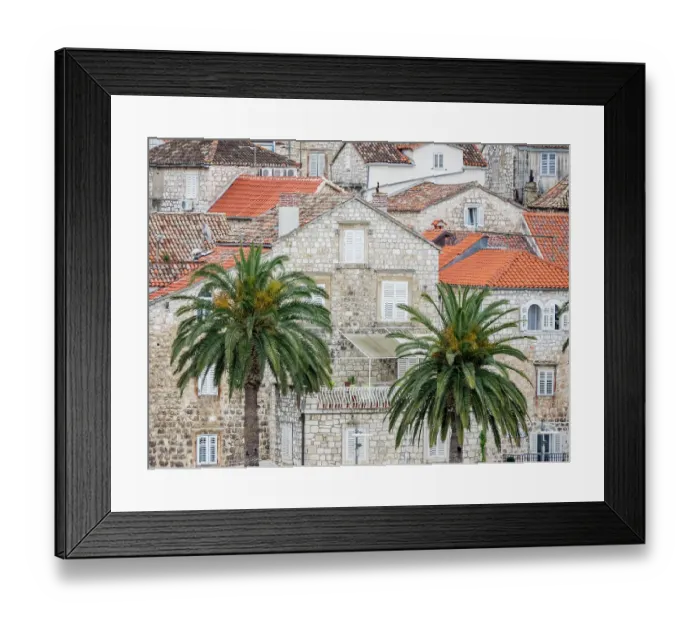 Framed Print : Croatia, Hvar. Houses on hillside