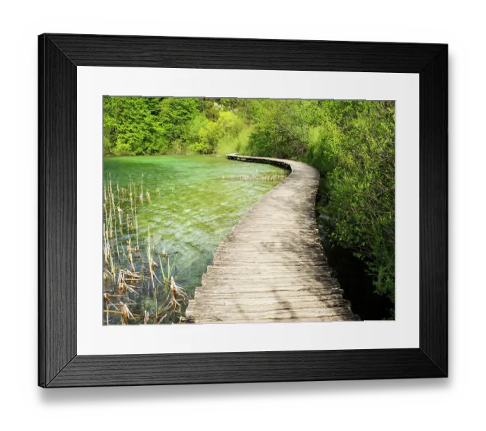 Framed Print : Croatia, Boardwalk in Plitvice Lakes National Park