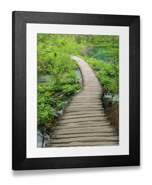 Framed Print : Croatia, Boardwalk in Plitvice Lakes National Park