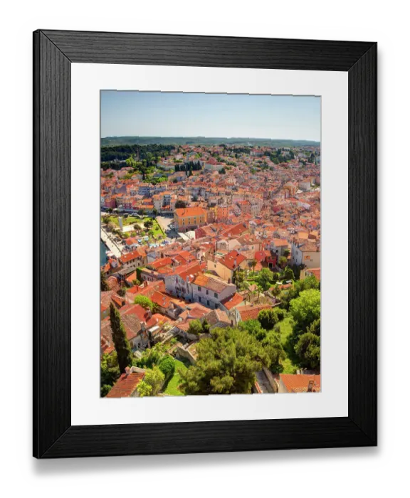Framed Print : Croatia, Rovinj, Istria. Town of Rovinj and harbor taken from the tower of the Cathedral of St. Euphemia Framed Print : Croatia, Rovinj, Istria. Town of Rovinj and harbor taken from the tower of the Cathedral of St. Euphemia