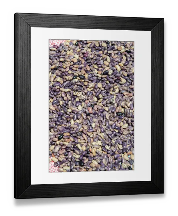 Framed Print : Ecuador, Quito, Otavalo, food market. Purple pinto beans Framed Print : Ecuador, Quito, Otavalo, food market. Purple pinto beans