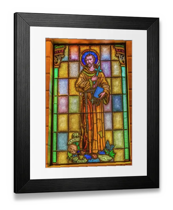 Framed Print : St. Francis of Assisi stained glass St. Augustine Cathedral, Tucson, Arizona. Founded 1776 Redone 1800's