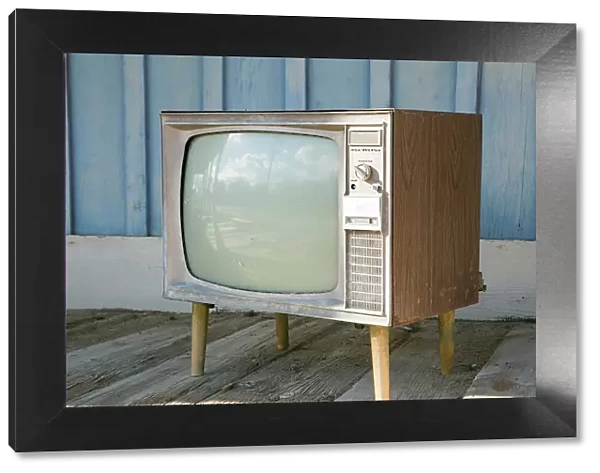 Keeler, California, USA. Old tv on porch