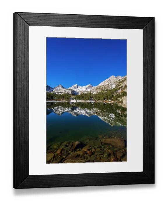 Framed Print : Sierra peaks reflected in Long Lake, Little Lakes Valley, John Muir Wilderness, California, USA