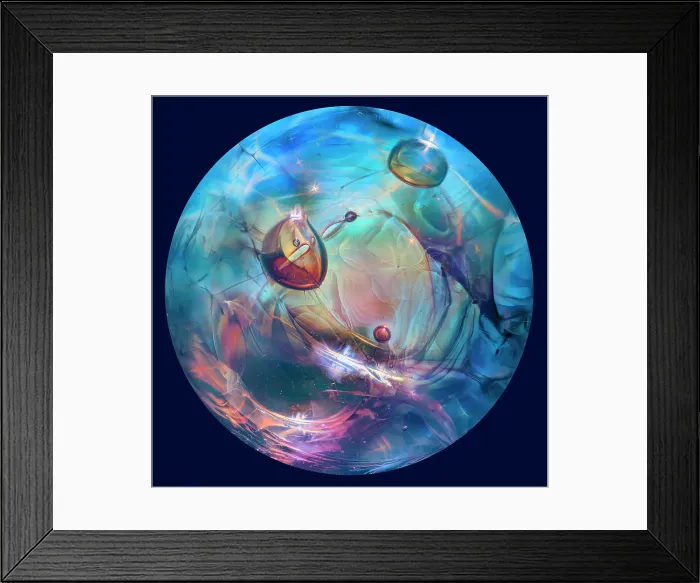 Framed Print : USA, Colorado, Fort Collins. Close-up of borosilicate glass handmade marble globe