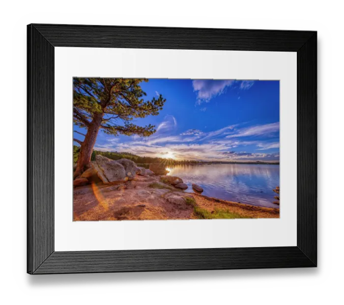 Framed Print : USA, Colorado, Dowdy Lake. Sunset on lake
