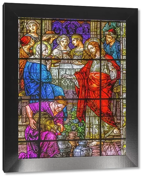 Jesus Changing Water Wine stained glass Gesu Church, Miami, Florida. Built 1920's. Glass by Franz Mayer
