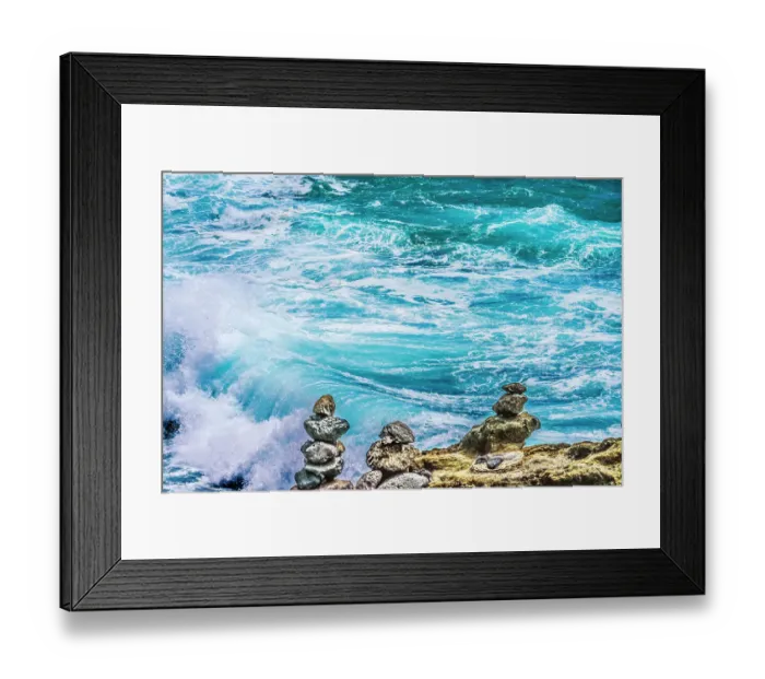 Framed Print : Cairns rock piles, Honolulu, Oahu, Hawaii. Cairns symbolize trails