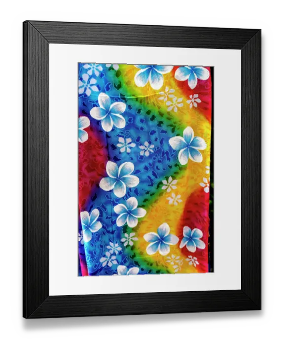Framed Print : Polynesian floral textile cloth, Honolulu, Hawaii