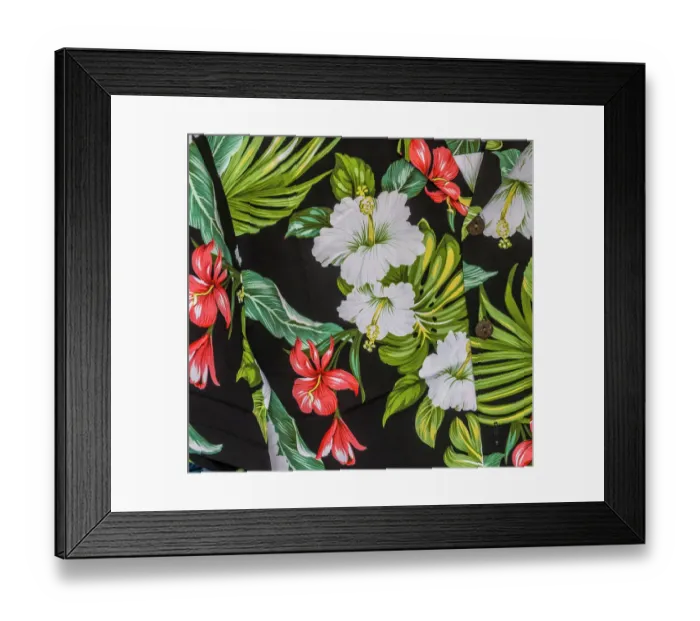Framed Print : Polynesian floral textile cloth, Waikiki, Honolulu, Hawaii Framed Print : Polynesian floral textile cloth, Waikiki, Honolulu, Hawaii