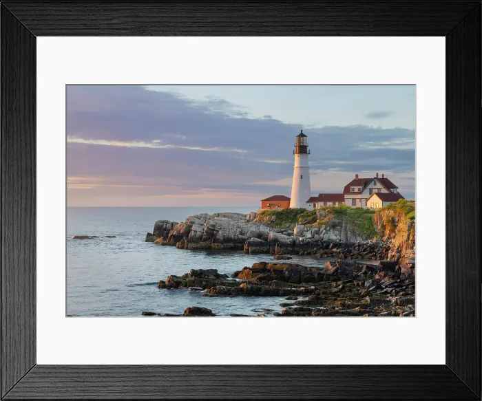 Framed Print : Portland Head Lighthouse in sunrise light in Portland, Maine, USA
