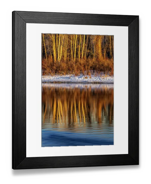 Framed Print : Last light of the day on the banks of the Flathead River in Kalispell, Montana, USA