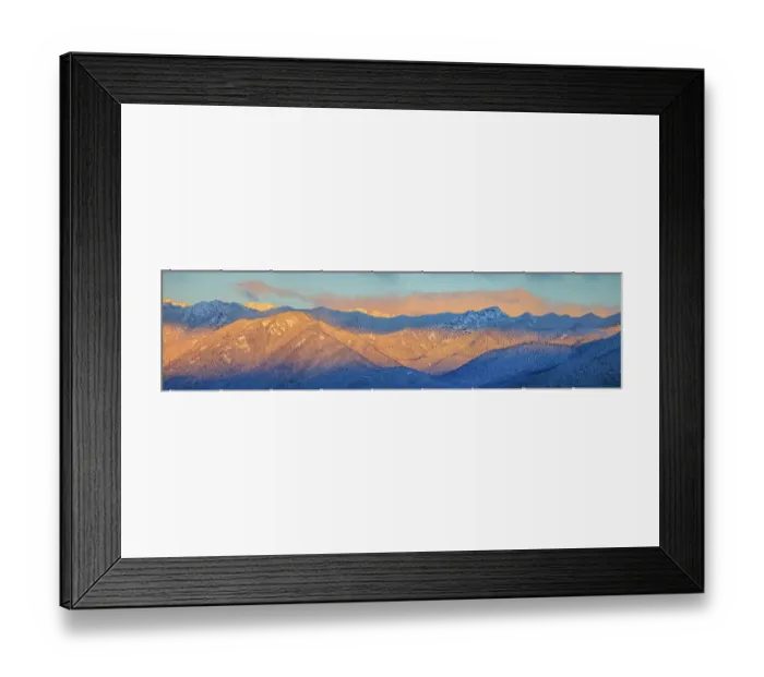 Framed Print : USA, Washington State. Panoramic of sunrise on Olympic Mountains in winter Framed Print : USA, Washington State. Panoramic of sunrise on Olympic Mountains in winter