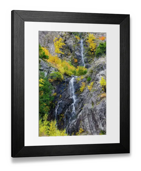 Framed Print : USA, Washington State, east of Newhalem highway 20 waterfall with fall colors Framed Print : USA, Washington State, east of Newhalem highway 20 waterfall with fall colors