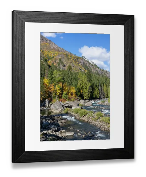 Framed Print : Leavenworth, Washington State, USA. View from a pipeline pedestrian bridge over the Wenatchee River near Leavenworth along Route 2 Framed Print : Leavenworth, Washington State, USA. View from a pipeline pedestrian bridge over the Wenatchee River near Leavenworth along Route 2