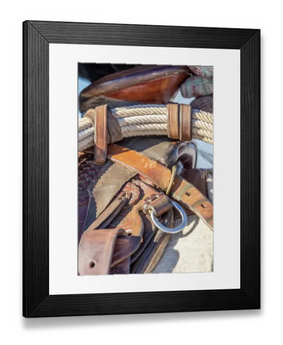 Framed Print : USA, Wyoming. Hideout Horse Ranch, saddle detail. (PR)