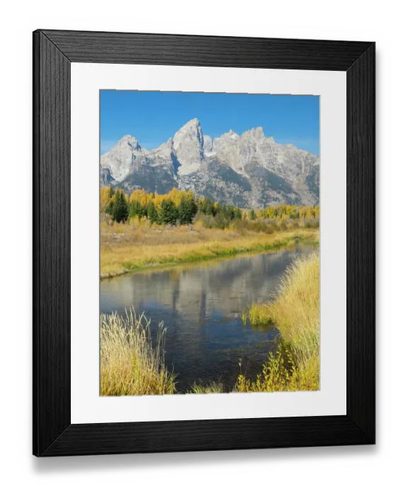 Framed Print : Wyoming, Grand Teton National Park. Teton Range with Grand Teton and Snake River