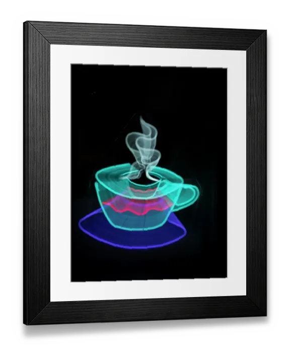 Framed Print : Neon coffee cup sign Framed Print : Neon coffee cup sign