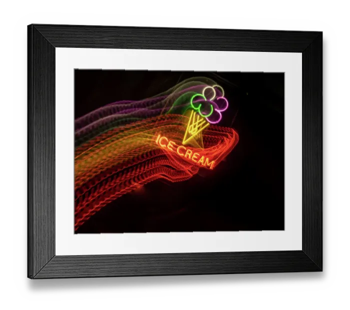 Framed Print : Neon ice cream sign