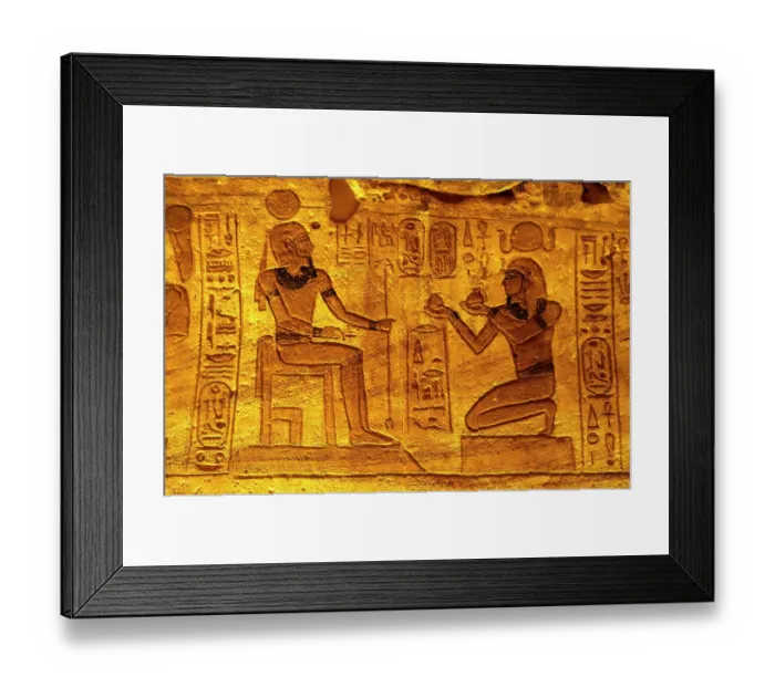 Framed Print : Abu Simbel. Ancient Temple Complex cut into solid rock. Part of a Unesco World Heritage Site. Located at the second Cataract of the Nile River, Egypt
