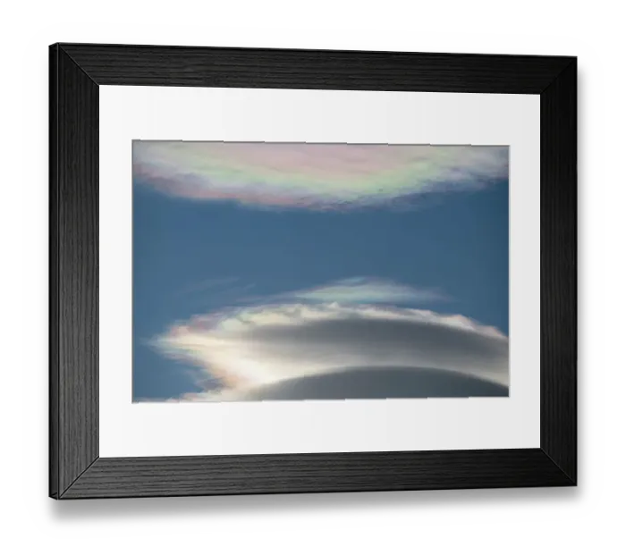 Framed Print : South Georgia, St. Andrew's Bay, Cloud iridescence or irisation, aka rainbow clouds. Common type of photometeor. Lenticular clouds Framed Print : South Georgia, St. Andrew's Bay, Cloud iridescence or irisation, aka rainbow clouds. Common type of photometeor. Lenticular clouds