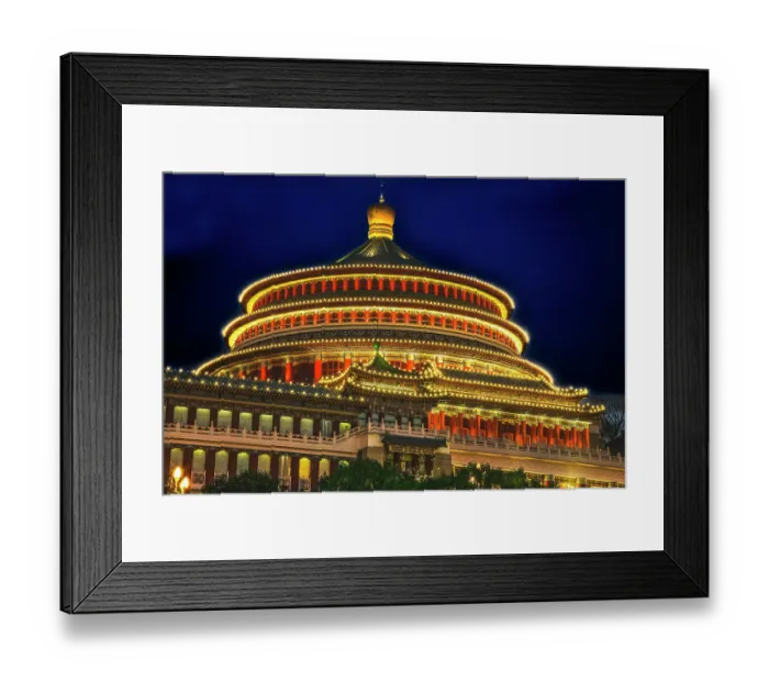 Framed Print : People's Square, Chongqing Sichuan, China. Evening lights Framed Print : People's Square, Chongqing Sichuan, China. Evening lights