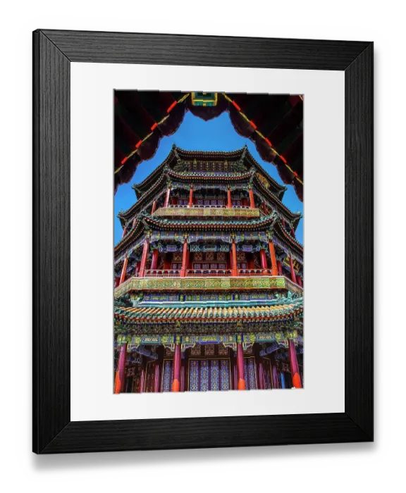 Framed Print : Summer Palace, Beijing, China. Chinese characters below say above clouds fragrant sky and floating air Framed Print : Summer Palace, Beijing, China. Chinese characters below say above clouds fragrant sky and floating air