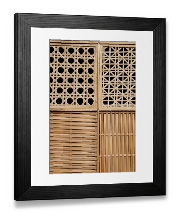 Framed Print : Indonesia, Bali. Woven ratan wall