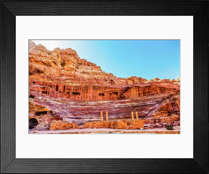Framed Print : Amphitheater Theatre, Petra, Jordan. Built in Treasury by Nabataeans in 100 AD Seats up to 7, 000 people