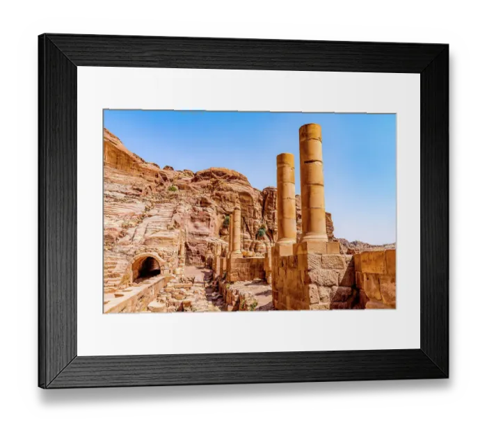 Framed Print : Columns carved amphitheater, Petra, Jordan. Built by Nabataeans in 100 AD Finished by Romans Seats up to 7, 000 people Framed Print : Columns carved amphitheater, Petra, Jordan. Built by Nabataeans in 100 AD Finished by Romans Seats up to 7, 000 people