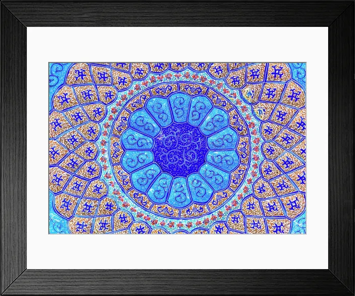 Framed Print : Blue pottery plate, Madaba, Jordan
