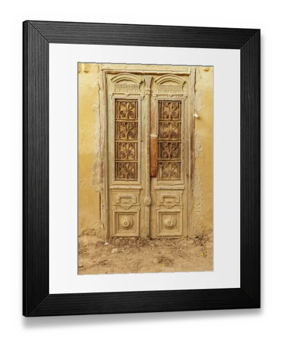 Framed Print : Faiyum, Egypt. Wooden door on a building Framed Print : Faiyum, Egypt. Wooden door on a building