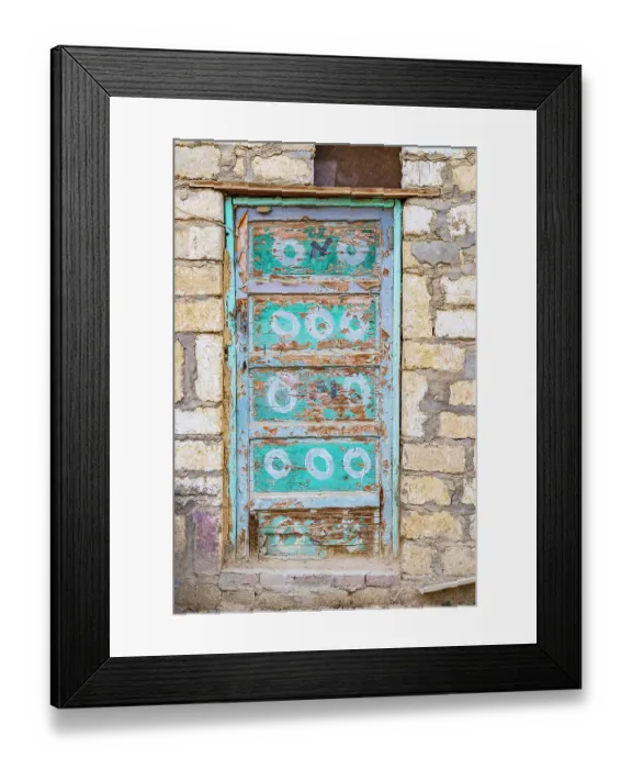Framed Print : Faiyum, Egypt. A blue painted door on a building Framed Print : Faiyum, Egypt. A blue painted door on a building